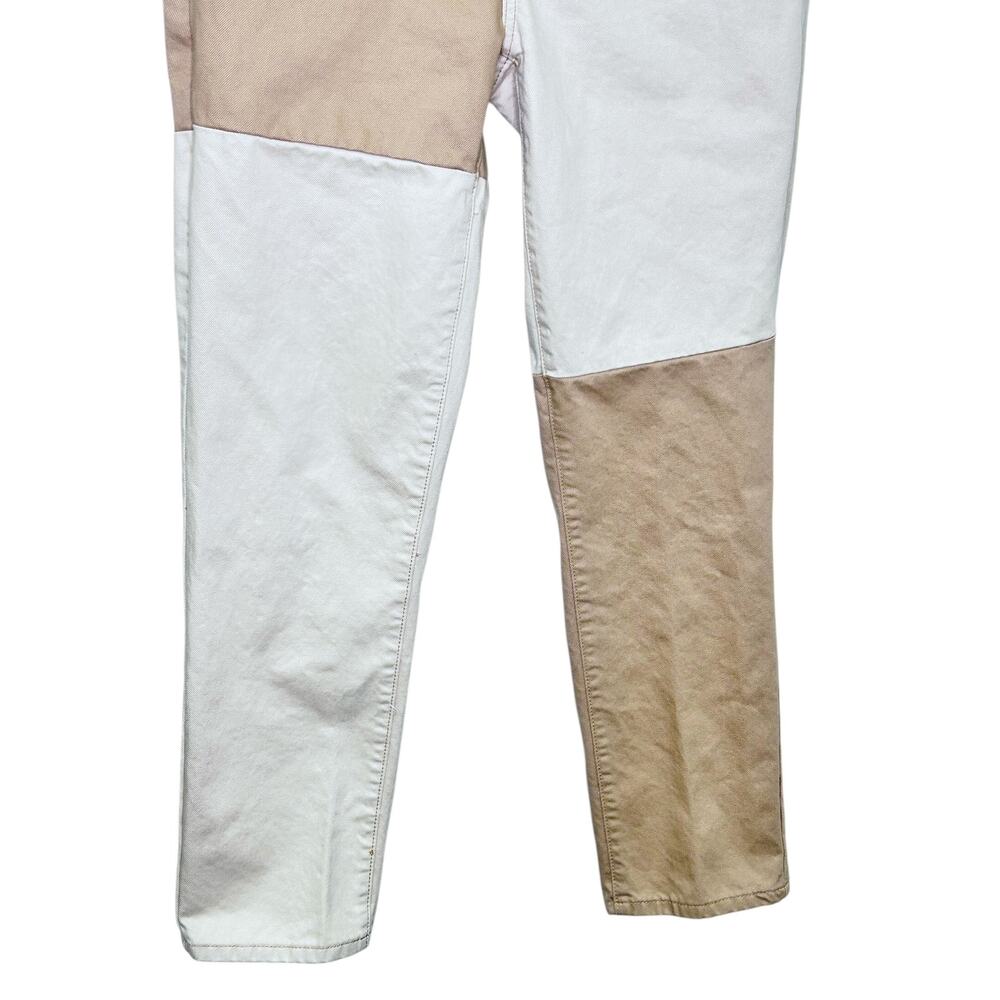 Pacsun Beige Cream Two-Tone Paneled High Waist Button Fly Straight Leg Dad Jean - Picture 4 of 11
